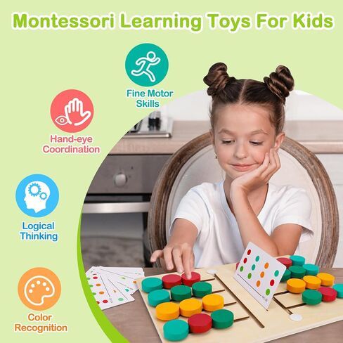 Montessori Learning Toys Slide Puzzle Color & Shape Matching Brain Teasers Logic Game Preschool Educational Wooden Toys for Kids Boys Girls Age 3 4 5 6 7 Years Old Airplane Travel Toys Birthday Gifts in Kuwait