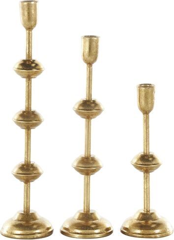 Deco 79 Metal Decorative Candle Holder Slim Candle Stand with Floating Spheres, Set of 3 Candlestick Holder 14", 12", 9" H, Gold in Saudi Arabia