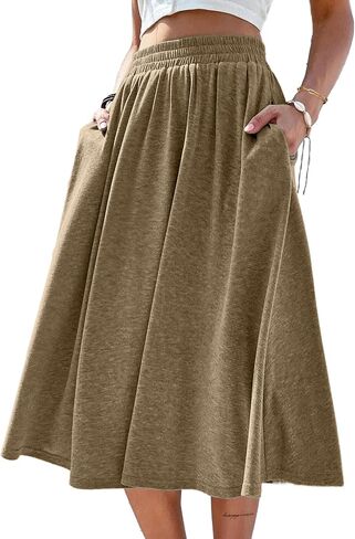 SOFIA'S CHOICE Skirts for Women Midi Length A Line Swing Flowy Skirt with Pockets in Kuwait