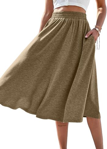 SOFIA'S CHOICE Skirts for Women Midi Length A Line Swing Flowy Skirt with Pockets in Kuwait