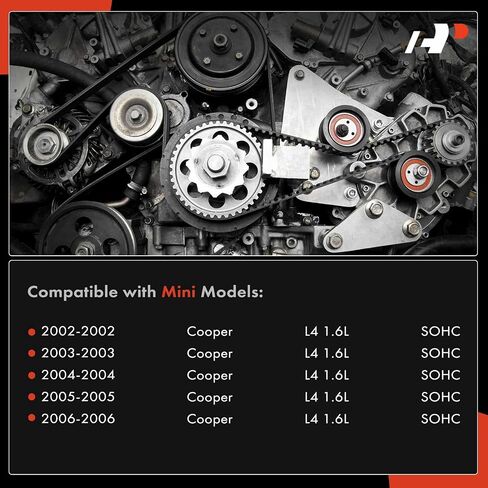 A-Premium Engine Serpentine Belt Drive Kit with Tensioner & Idler Pulley Compatible with Mini [R52/R53 Series] Cooper 2002 2003 2004 2005 2006 - SOHC L4 1.6L, Supercharged in Saudi Arabia