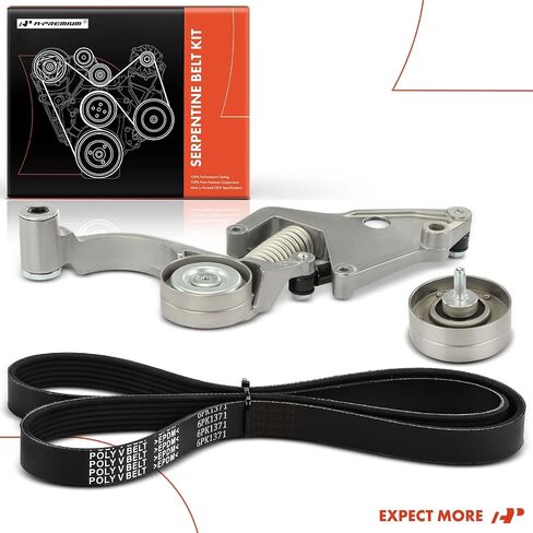 A-Premium Engine Serpentine Belt Drive Kit with Tensioner & Idler Pulley Compatible with Mini [R52/R53 Series] Cooper 2002 2003 2004 2005 2006 - SOHC L4 1.6L, Supercharged in Saudi Arabia