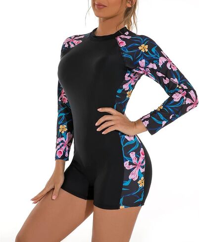 IDOPIP Rash Guard for Women Long Sleeve UV Sun Protection Rash Guard Shirt One Piece Swimsuit Zip Surfing Bathing Suit UPF 50 in Saudi Arabia
