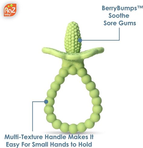 RaZbaby RaZberry Plus Baby Teether – Easy-to-Hold Toy for Front & Back Teething Relief, BerryBumps Texture for Sensory Development, Soothes Sore Gums, BPA-Free, Great Gift for Babies 3M+ – Blue in Saudi Arabia