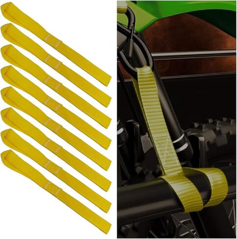8PCS Soft Loop Tie Down Straps, 1800Lbs Load Capacity & 4800Lbs Breaking Strength, Solid Auxiliary Straps for Securing ATV, UTV, Motorcycles, Scooters, Dirt Bikes, Lawn & Garden Equipment (Orange) in Saudi Arabia