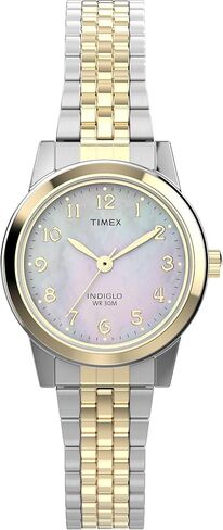 Timex Women's Main Street 25mm Watch - Silver-Tone Expansion Band Mother of Pearl Dial Silver-Tone Case in Saudi Arabia
