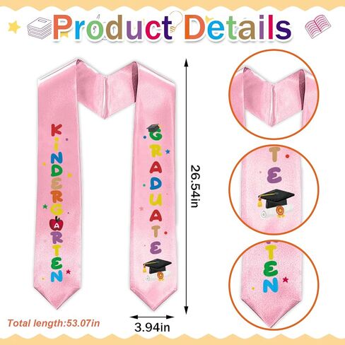Kindergarten Graduation Sash Preschool Pink Satin Sash 2024 Graduations Sash Stole for Graduation Party Favor in Saudi Arabia