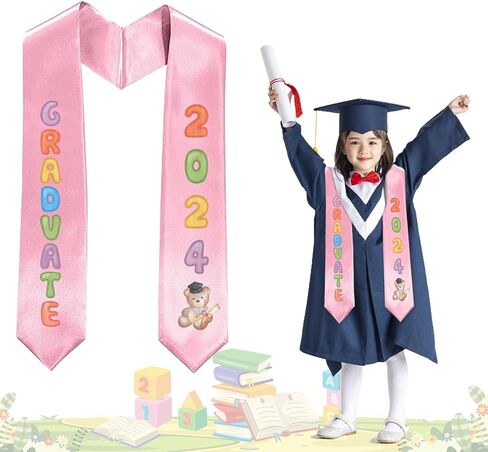 Kindergarten Graduation Sash Preschool Pink Satin Sash 2024 Graduations Sash Stole for Graduation Party Favor in Saudi Arabia