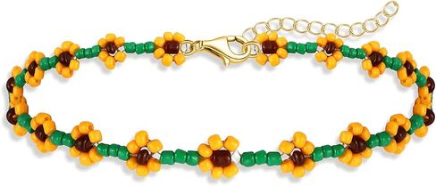 Beaded Anklets for Women Boho Cute Daisy Flower Bead Ankle Bracelets Handmade Waterproof Surfer Anklet Summer Beach Foot Jewelry for Women in Saudi Arabia