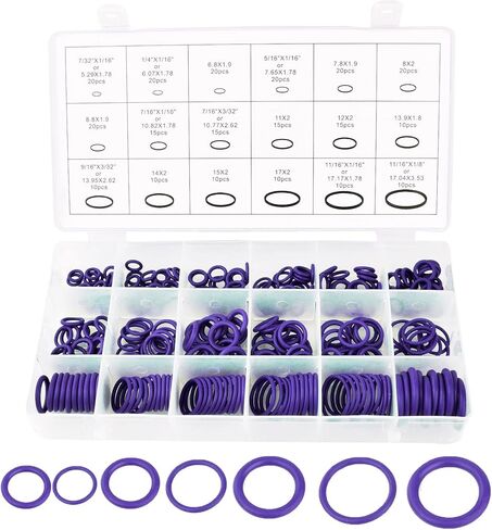 270pcs Rubber O Ring Kits 18 Sizes Car Air Conditioning O-Ring Assortment Set Sealing Gasket Washer for Car Repair,Electric Appliance,Bearing,Pump,Plumbing Etc (Purple) in Saudi Arabia