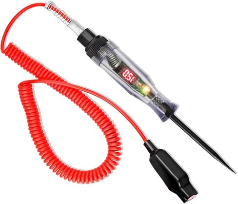 1 Pack Car Circuit Tester with Spring Wire, Multifunctional Voltage Detecting Pen, Automobile Repair Tool Kit, Universal for Most Cars, Trucks and Vans (Red #6V/12V/24V-2) in Saudi Arabia