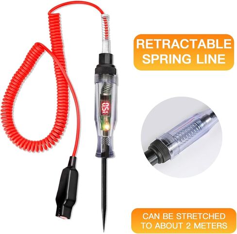 1 Pack Car Circuit Tester with Spring Wire, Multifunctional Voltage Detecting Pen, Automobile Repair Tool Kit, Universal for Most Cars, Trucks and Vans (Red #6V/12V/24V-2) in Saudi Arabia