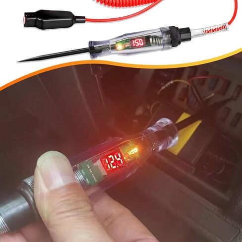 1 Pack Car Circuit Tester with Spring Wire, Multifunctional Voltage Detecting Pen, Automobile Repair Tool Kit, Universal for Most Cars, Trucks and Vans (Red #6V/12V/24V-2) in Saudi Arabia