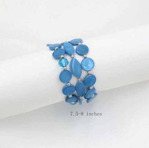 Multi Layered Stretch Bracelet for Women Shell Stackable Beaded Bracelet Boho Colorful Western Jewelry Elastic Bracelet for Trendy Gift in Saudi Arabia