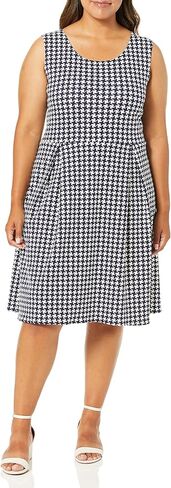 Star Vixen Women's Size Plus-sz Classic Str Ponte KNT Slvlss Box-PLT Fitnflare Dress in Saudi Arabia