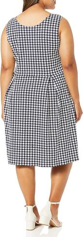 Star Vixen Women's Size Plus-sz Classic Str Ponte KNT Slvlss Box-PLT Fitnflare Dress in Saudi Arabia