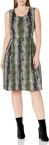 Star Vixen Women's Size Plus-sz Classic Str Ponte KNT Slvlss Box-PLT Fitnflare Dress in Saudi Arabia