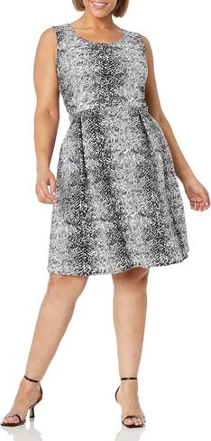 Star Vixen Women's Size Plus-sz Classic Str Ponte KNT Slvlss Box-PLT Fitnflare Dress in Saudi Arabia