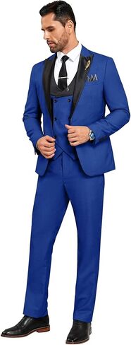 Mens Suit Slim Fit 3 Piece Suit Blazer Vest Pants Sets with Bow Tie Handkercher Brooch for Men for Wedding Prom Party in Kuwait