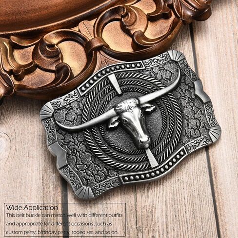 Western Belt Buckle for Men, Cowboy Antique Longhornn Bull Belt Buckles for Women Halloween Christmas in Saudi Arabia