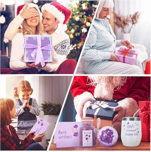 هدايا للنساء، هدايا عيد ميلاد للنساء، أفكار هدايا فريدة للأم من الابنة، هدايا للأصدقاء الإناث، سلة هدايا عيد ميلاد سعيد الثلاثين والأربعين والخمسين للنساء، هدية شكرًا للنساء (أرجواني) in Kuwait