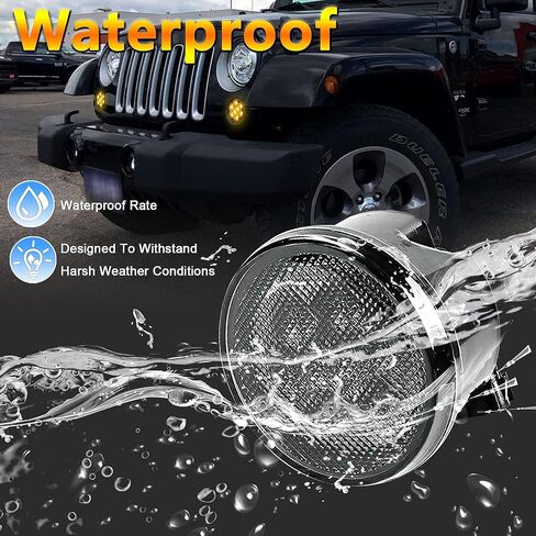Xotic Tech Smoked Lens LED Front Grill Marker Turn Signal Indicator Parking Light Lamps, Compatible with Jeep Wrangler JK JKU 2007-2017 3000K Amber in Saudi Arabia