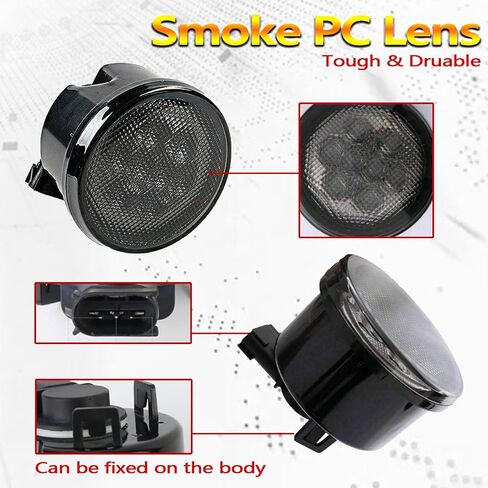 Xotic Tech Smoked Lens LED Front Grill Marker Turn Signal Indicator Parking Light Lamps, Compatible with Jeep Wrangler JK JKU 2007-2017 3000K Amber in Saudi Arabia