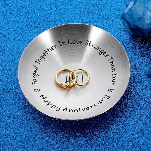 Octamber 6th Anniversary Iron Gifts for Him Her 6 Year Wedding Anniversary Decoration for Wife Husband 4" Ring Holder Jewelry Dish for Women Men Iron Gifts for 6th Anniversary for Him Her Ring Holder in Saudi Arabia