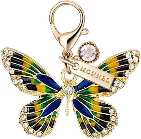 MC388 Big Crystal Butterfly with Lobster Clasp Charm for Women with Velvet Bag (Multi,1 Piece) in Saudi Arabia