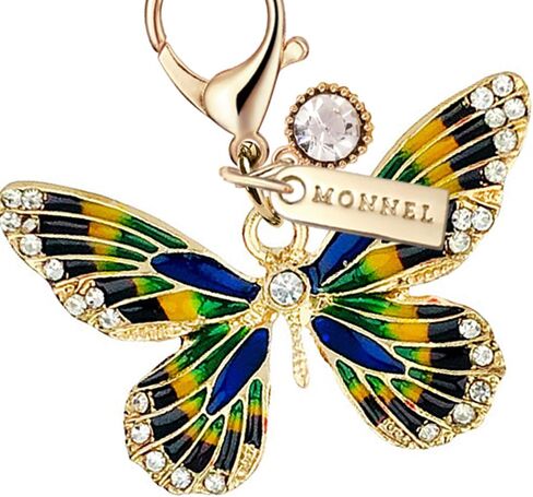 MC388 Big Crystal Butterfly with Lobster Clasp Charm for Women with Velvet Bag (Multi,1 Piece) in Saudi Arabia
