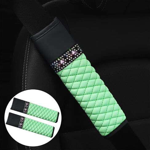 2 Pcs Auto Seat Belt Cover, Sparkling Rhinestone Shoulder Strap for a More Comfortable Driving, Harness Pads Protect Your Neck, Accessories Compatible with All Cars and Backpack (Wine Red) in Saudi Arabia