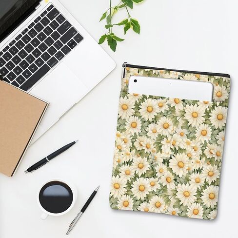 Book Lovers Gifts Daisy Flower Book Sleeve Book Cover Book Pouch Bookish Book Club Gifts Book Protector with Zipper and Front Pocket Bookworm Librarian Gifts Book Accessories for Women Girls Auntie in Kuwait