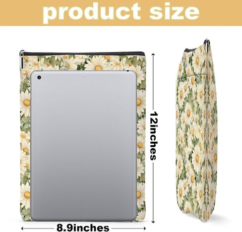 Book Lovers Gifts Daisy Flower Book Sleeve Book Cover Book Pouch Bookish Book Club Gifts Book Protector with Zipper and Front Pocket Bookworm Librarian Gifts Book Accessories for Women Girls Auntie in Kuwait