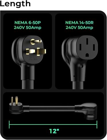 سلك محول شاحن EV من NEMA 6-50P إلى 14-50R، ومجفف 50AMP مدرج في قائمة ETL إلى محول تحويل 50AMP EV للشحن من المستوى 2 in Kuwait
