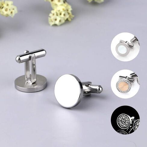 Cufflinks for Men, Driew Cufflinks Blank Cufflink Cuff Links men Flat Pad Blank Setting Tray 1 Pair,Round in Saudi Arabia