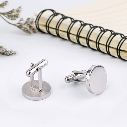 Cufflinks for Men, Driew Cufflinks Blank Cufflink Cuff Links men Flat Pad Blank Setting Tray 1 Pair,Round in Saudi Arabia