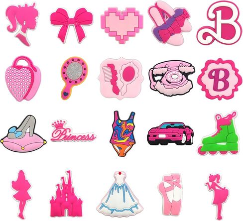 20 قطعة من سحر أحذية Preppy الوردية، سحر إكسسوارات الأحذية اللطيفة للمراهقين والأطفال البالغين، سحر تزيين الأحذية الجمالية لصنادل الانسداد، هدايا الحفلات الوردية in Kuwait