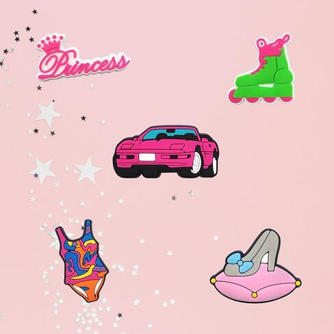 20 قطعة من سحر أحذية Preppy الوردية، سحر إكسسوارات الأحذية اللطيفة للمراهقين والأطفال البالغين، سحر تزيين الأحذية الجمالية لصنادل الانسداد، هدايا الحفلات الوردية in Kuwait