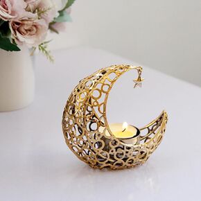 Moon Candle Holder, Tea Light Candle Holder, Gold Metal Candle Holder for Home Decor