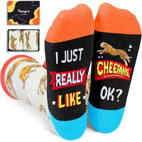 HAPPYPOP Wild Animal Socks For Men Women; Owl Tiger Koala Gifts, Owl Tiger Cheetah Socks