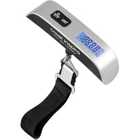 travel inspira Luggage Scale, Portable Digital Hanging Baggage Scale for Travel, Suitcase Weight Scale with Rubber Paint, 110 Pounds, Battery Included