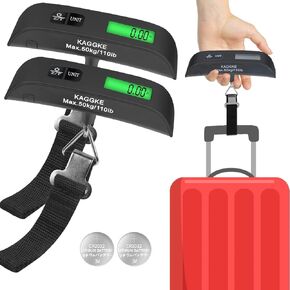2-Pack Travel Digital Luggage Scale - Portable Luggage Scale -Luggage Scales for Suitcases - Ideal for Travel Scale Luggage Weight - 110LB/50KG, Includes Battery - Temperature Display Luggage Scale