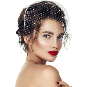 Lusofie Mesh Veil Headband 1920s Headpiece for Women Bridal Wedding Tea Party Fascinator Veil for Women