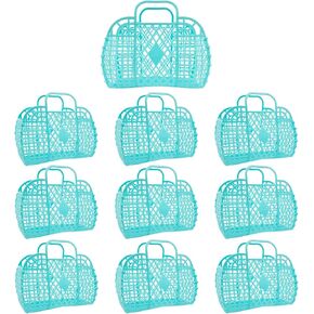 10 PCS Jelly Purse Jelly Basket Beach Bags, Reusable Plastic Jelly Beach Bag Beach Tote Gift Basket