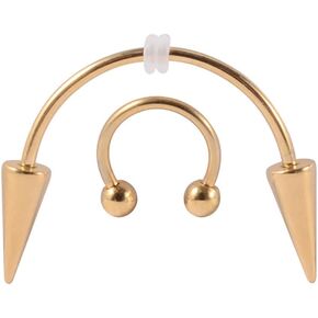 2Pcs Vampire Fangs Piercing Lip Rings Teeth Rings Nose Septum Rings Set Stainless Steel Smile Piercing Jewelry Septum Jewelry Spike Face Piercing Jewelry