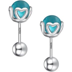 Turquoise Earrings for Women 5MM Large Backing, Turquoise Stud Jewelry for Women/Girls, Sterling Silver Hypoallergenic Nickel and Lead Free, Patural Pattern Perfect Jewelry Gift for Women Girls
