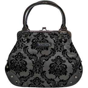 Mistress Black on Black Victorian Damask Retro Kisslock Purse
