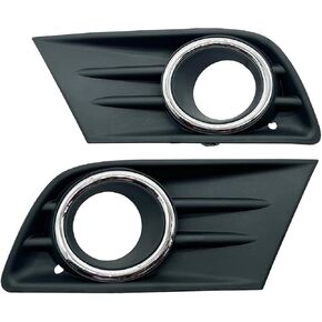 For 2012-2015 Honda Pilot Fog Light Cover With Chrome Bezel Trim Pair Front Bumper (Left and Right) 71107-SZA-A50 71102-SZA-A50, Black