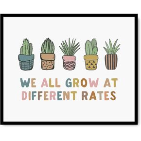 We All Grow At Different Rates, Classroom Poster, Growth Mindset, Boho Classroom Decor, Teacher Quote, Therapy Office Decor, School Psychologist, Playroom Decor, Child Art, Unframed (8X10 INCH) in Kuwait