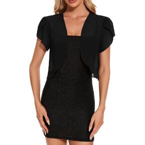 HANERDUN Women Bolero Shrug Summer Chiffon Cropped Cardigan Open Front Sheer Short Sleeve Cropped Cardigans
